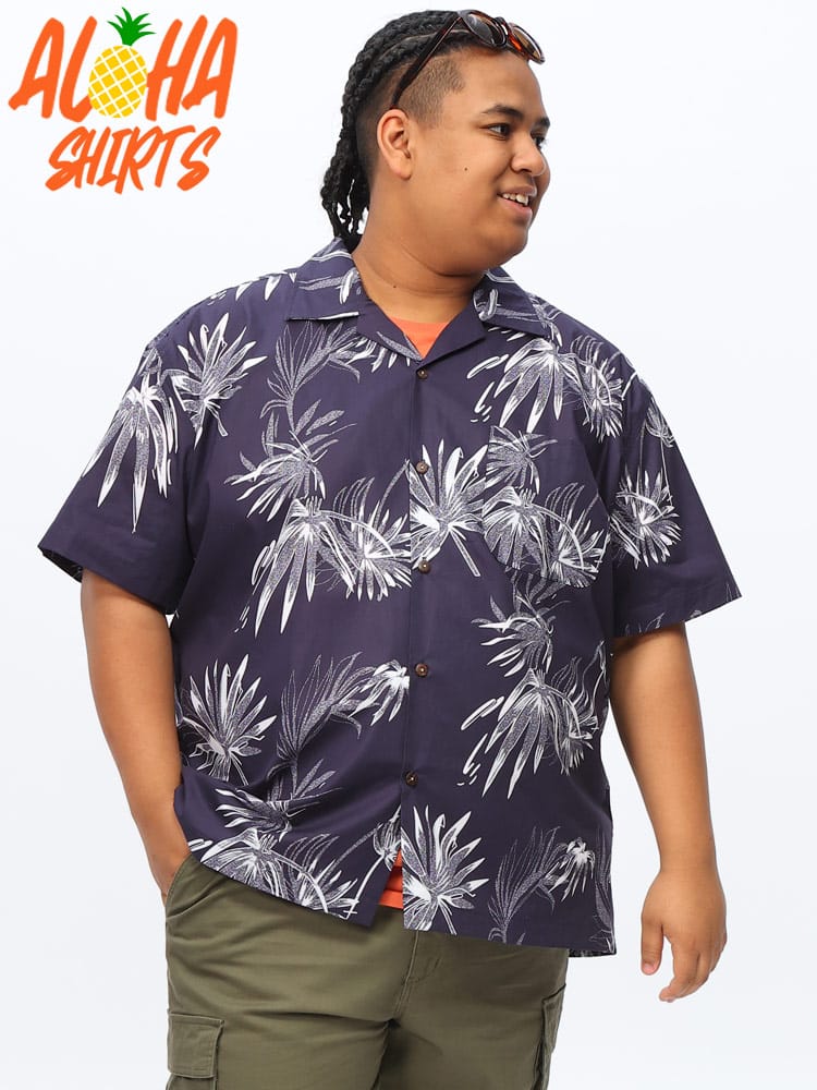 アロハシャツ コットン100％ 総柄 オープンカラー トップス 大きいサイズ メンズ
