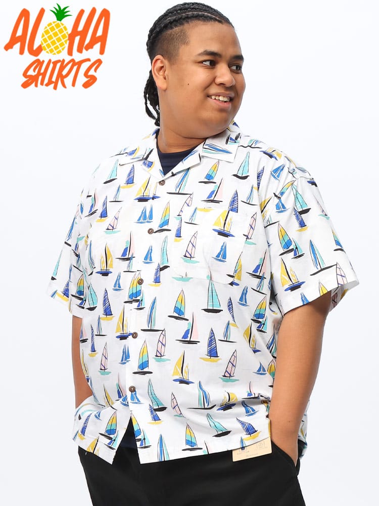 アロハシャツ コットン100％ 総柄 オープンカラー トップス 大きいサイズ メンズ