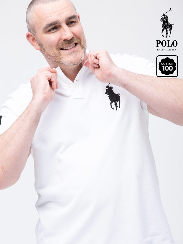 在庫処分 返品交換不可 大きいサイズ メンズ POLO RALPH LAUREN (ポロ ラルフローレン) BIGポニー 刺しゅう 半袖 ポロシャツ
