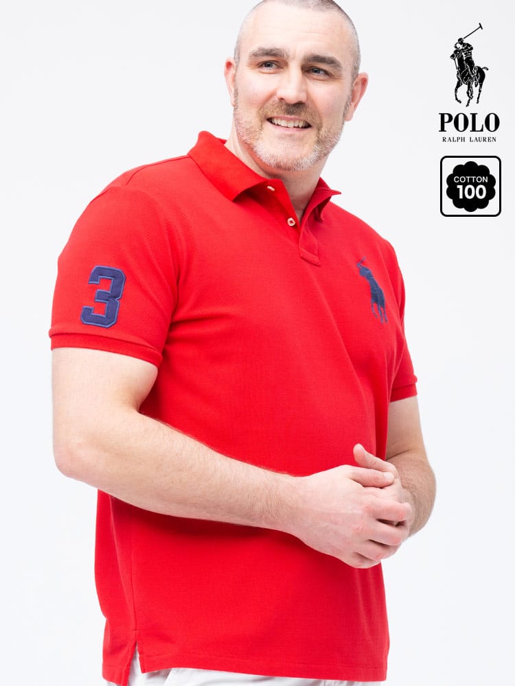 在庫処分 返品交換不可 大きいサイズ メンズ POLO RALPH LAUREN (ポロ ラルフローレン) BIGポニー 刺しゅう 半袖 ポロシャツ