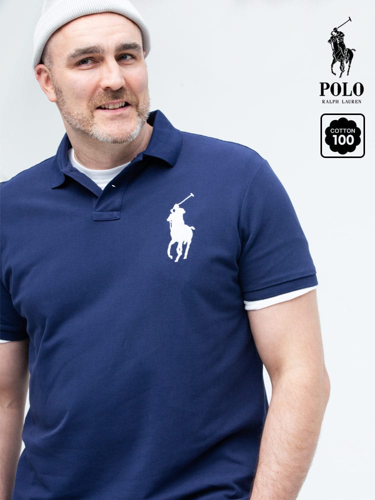 在庫処分 返品交換不可 大きいサイズ メンズ POLO RALPH LAUREN (ポロ ラルフローレン) BIGポニー 刺しゅう 半袖 ポロシャツ