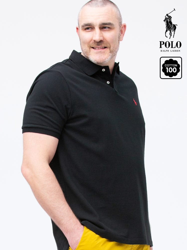 大きいサイズ メンズ POLO RALPH LAUREN (ポロ ラルフローレン) ワンポイント 刺しゅう 無地 半袖 ポロシャツ