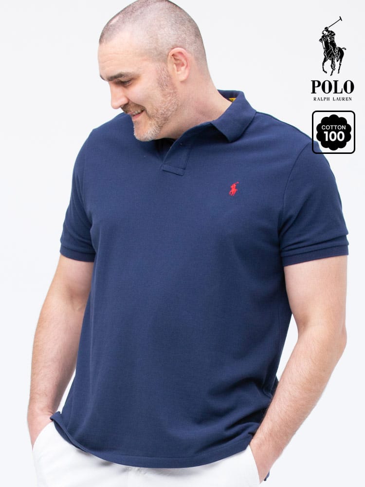 大きいサイズ メンズ POLO RALPH LAUREN (ポロ ラルフローレン) ワンポイント 刺しゅう 無地 半袖 ポロシャツ