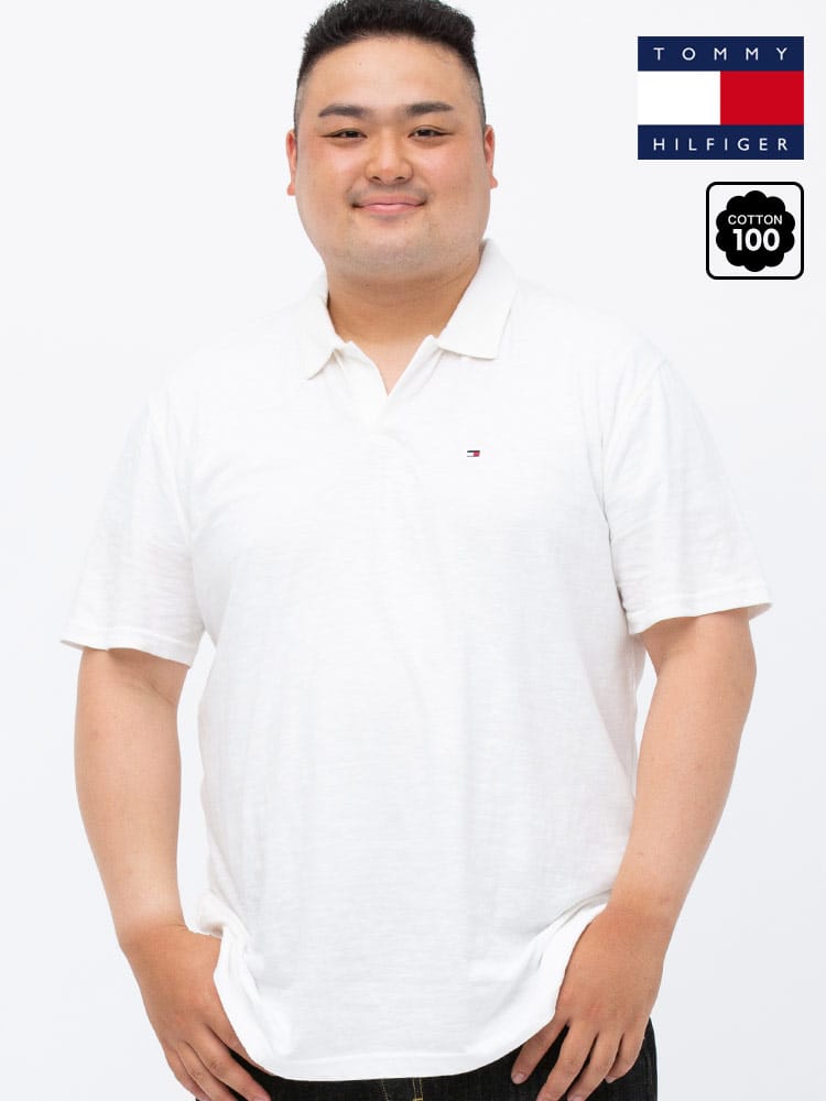 大きいサイズ メンズ TOMMY HILFIGER (トミーヒルフィガー) ワンポイント スキッパー 半袖 ポロシャツ