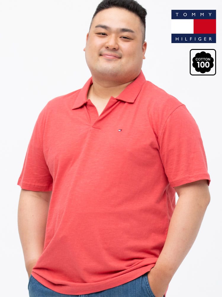 大きいサイズ メンズ TOMMY HILFIGER (トミーヒルフィガー) ワンポイント スキッパー 半袖 ポロシャツ