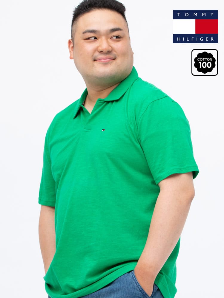 大きいサイズ メンズ TOMMY HILFIGER (トミーヒルフィガー) ワンポイント スキッパー 半袖 ポロシャツ