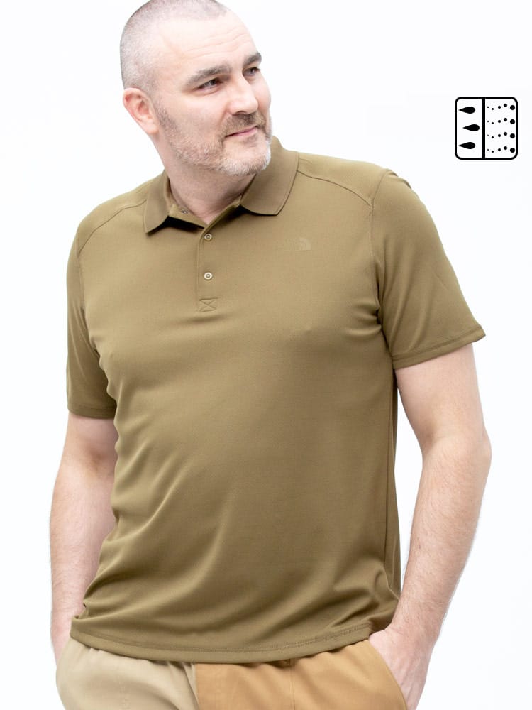 大きいサイズ メンズ THE NORTH FACE (ザ ノースフェイス) ロゴプリント 半袖 ゴルフ ポロシャツ HORIZON POLO