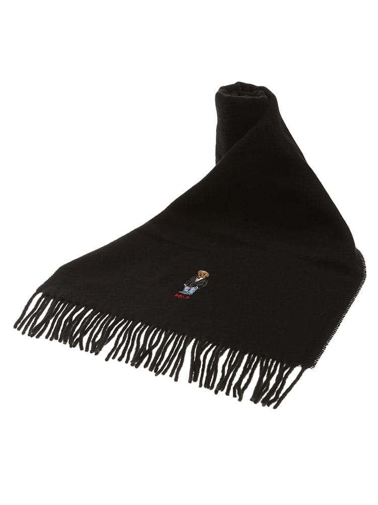 POLO RALPH LAUREN (ポロラルフローレン) カシミヤ混 ワンポイントベア マフラー RLPC0767