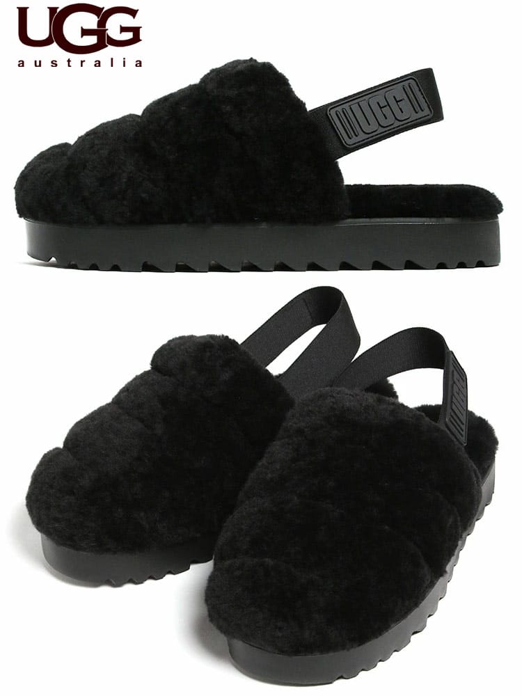 UGG Australia (アグオーストラリア) ラバーロゴ ストラップ サンダル SUPER FLUFF SLIPPER UGGL1121751 レディース ロゴ