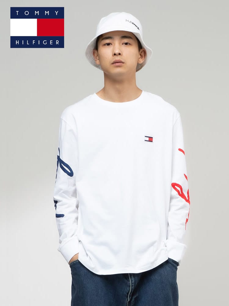 TOMMY HILFIGER (トミーヒルフィガー) 綿100％ アームプリント クルー 