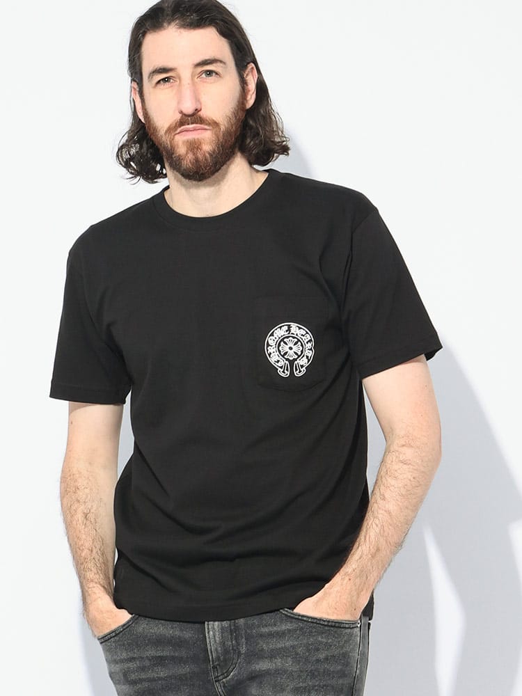 Chrome Heats (クロムハーツ) LAS VEGAS ロゴ ホースシュー ロゴプリント クルーネック 半袖 Tシャツ CHTEE2 メンズ