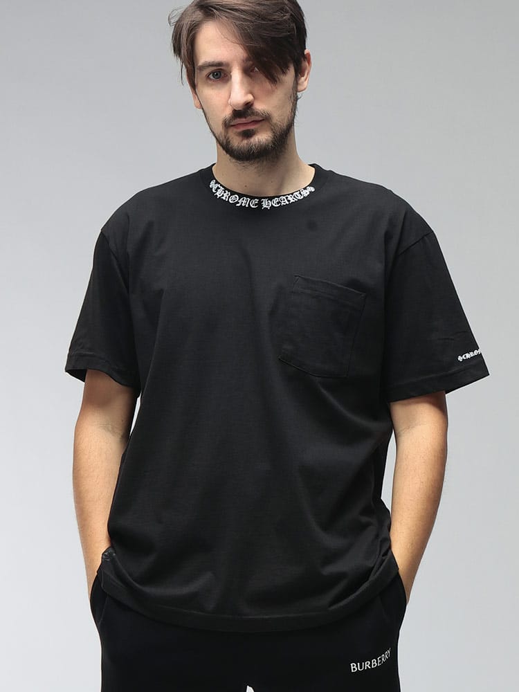 Chrome Hearts (クロムハーツ) メンズ Tシャツ 半袖 スクロールロゴ クルーネック Tシャツ CHTEE4
