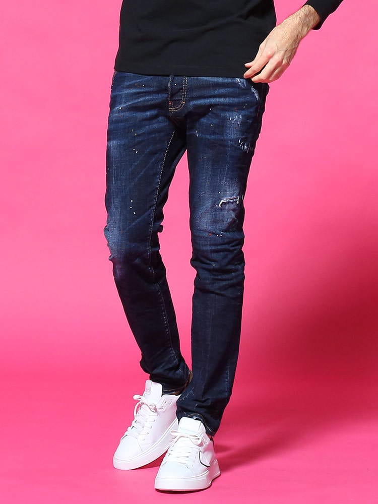 DSQUARED2 (ディースクエアード) ダメージ ペイント ボタンダウン ジーンズ COOL GUY D2LB0679S30664D