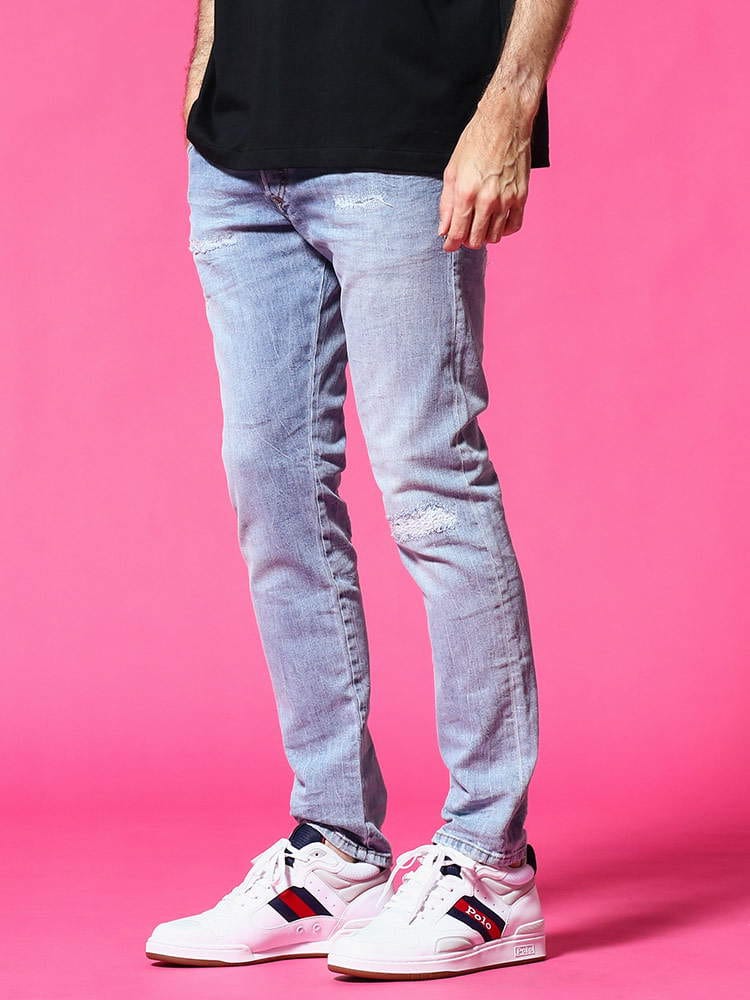 DIESEL (ディーゼル) ダメージ ボタンフライ ジーンズ DSDBAZER095V