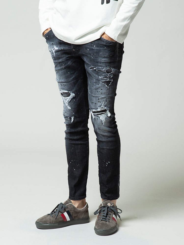 DSQUARED2 ディースクエアード ダメージ加工 ペイント ボタンフライ ジーンズ SKATER ブランド メンズ ボトムス パンツ デニム D2LB0841S30503