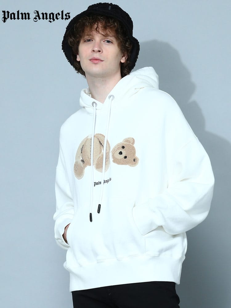 パームエンジェルス メンズ パーカー Palm Angels ブランド フーディー トップス ベア 刺繍 プルオーバー 長袖 スウェット ユニセックス レディース PABB058C99FLE01