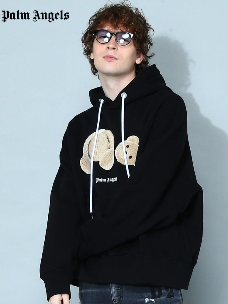 パームエンジェルス メンズ パーカー Palm Angels ブランド フーディー トップス ベア 刺繍 プルオーバー 長袖 スウェット ユニセックス レディース PABB058C99FLE01