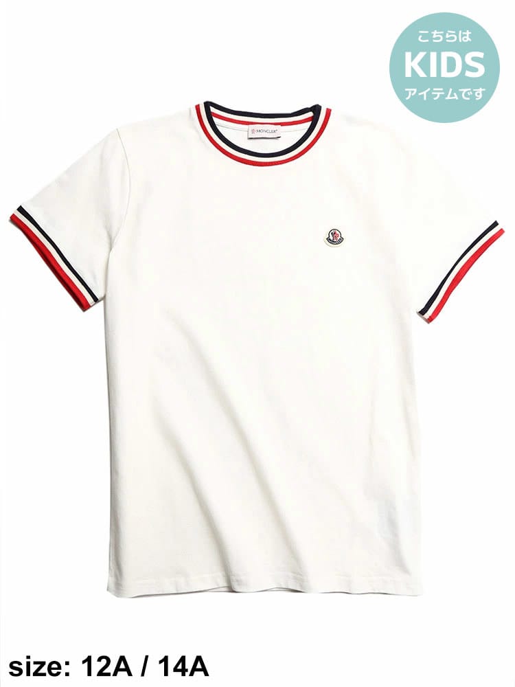 モンクレール キッズ Tシャツ 半袖 MONCLER ブランド カットソー 子供服 トップス シャツ ライン クルーネック MCJ8C0000883092