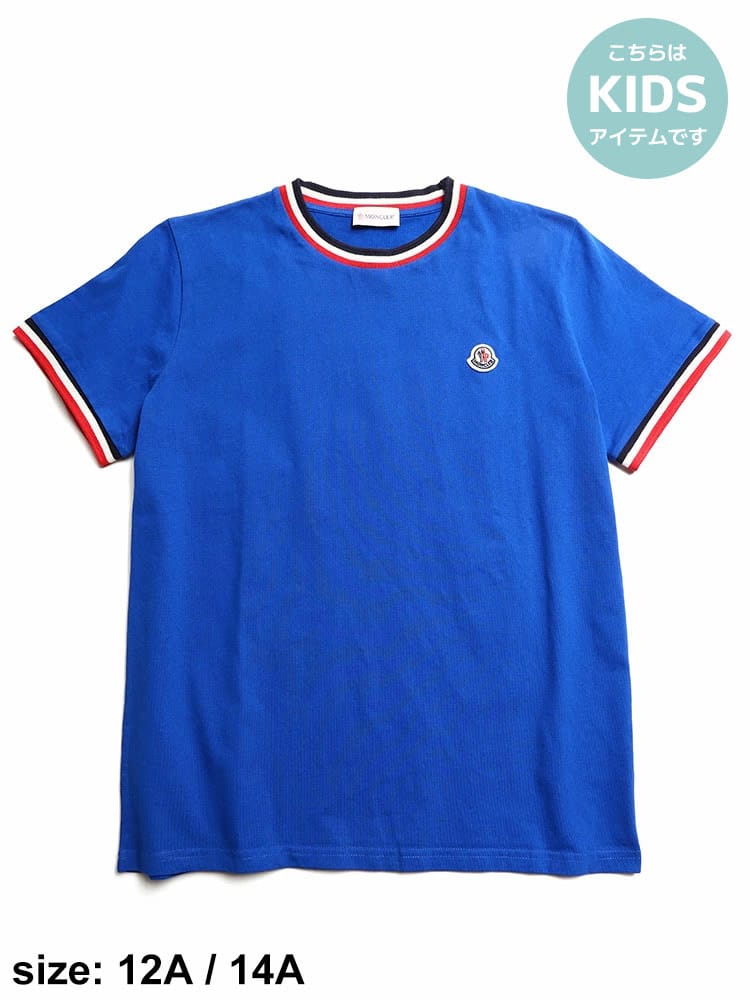 モンクレール キッズ Tシャツ 半袖 MONCLER ブランド カットソー 子供服 トップス シャツ ライン クルーネック MCJ8C0000883092