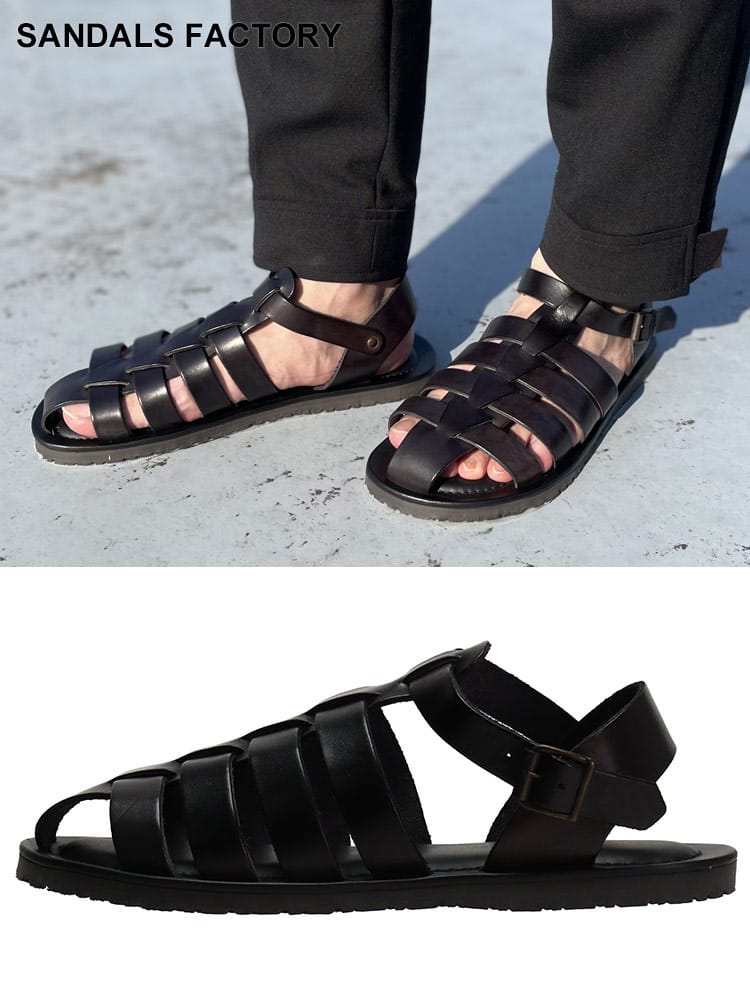 SANDALS FACTORY (サンダルファクトリー) レザー ストラップ グルカサンダル SFM5047 メンズ ブランド