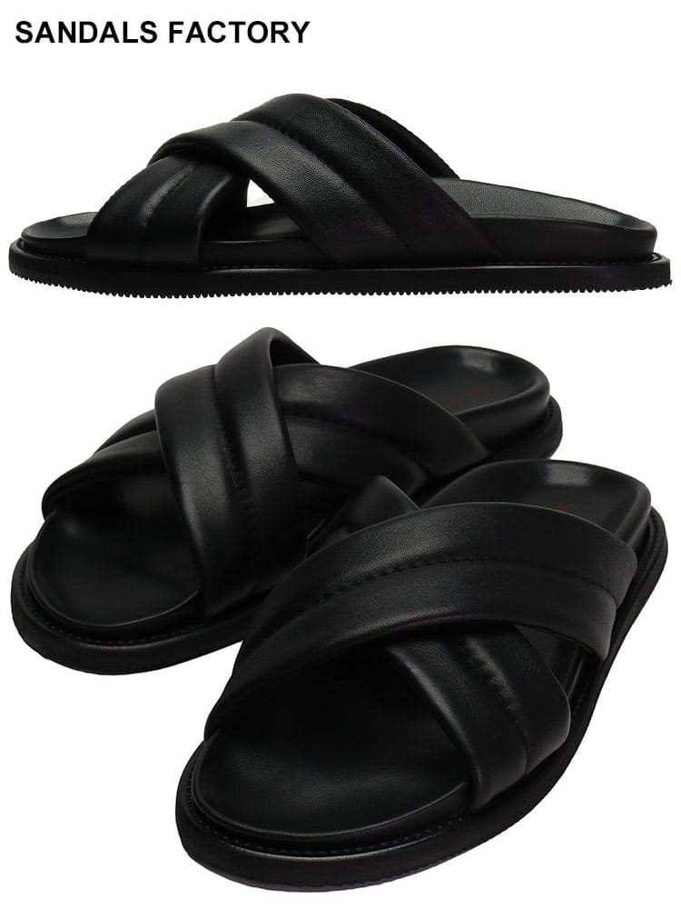 SANDALS FACTORY (サンダルファクトリー) レザー クロス サンダル 