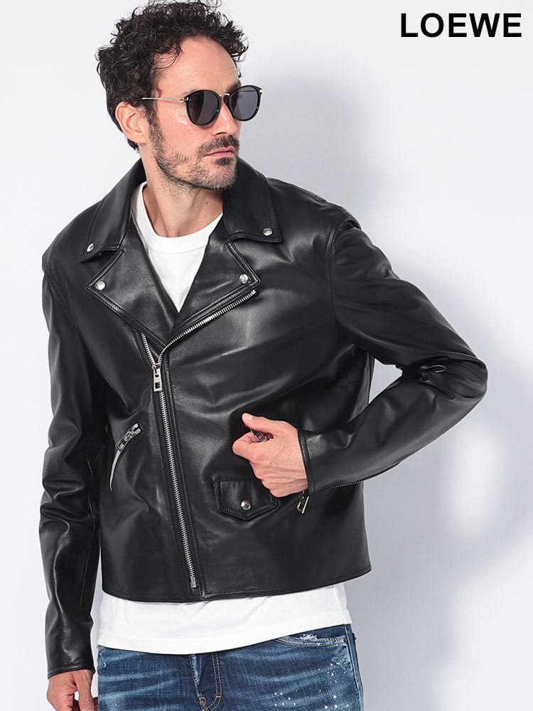 LOEWE (ロエベ) レザー ジップ ライダースジャケット LEH526Y19L67 