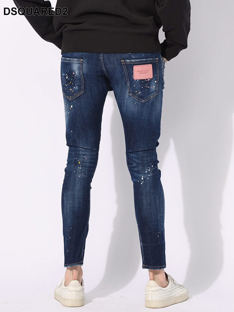 DSQUARED2 (ディースクエアード) ユーズド加工 ペイントタッチ ボタンフライ ジーンズ Sexy Twist D2LB1342S30342 メンズ