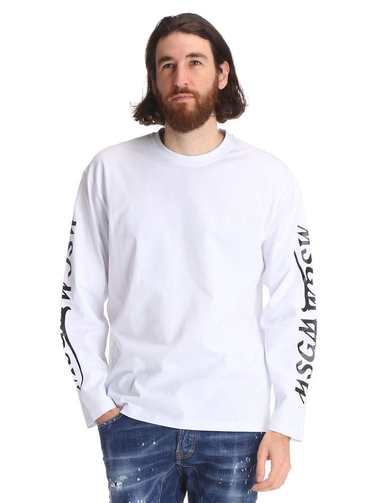 MSGM (エムエスジーエム) アームロゴプリント クルーネック 長袖 Tシャツ MS3040MM82