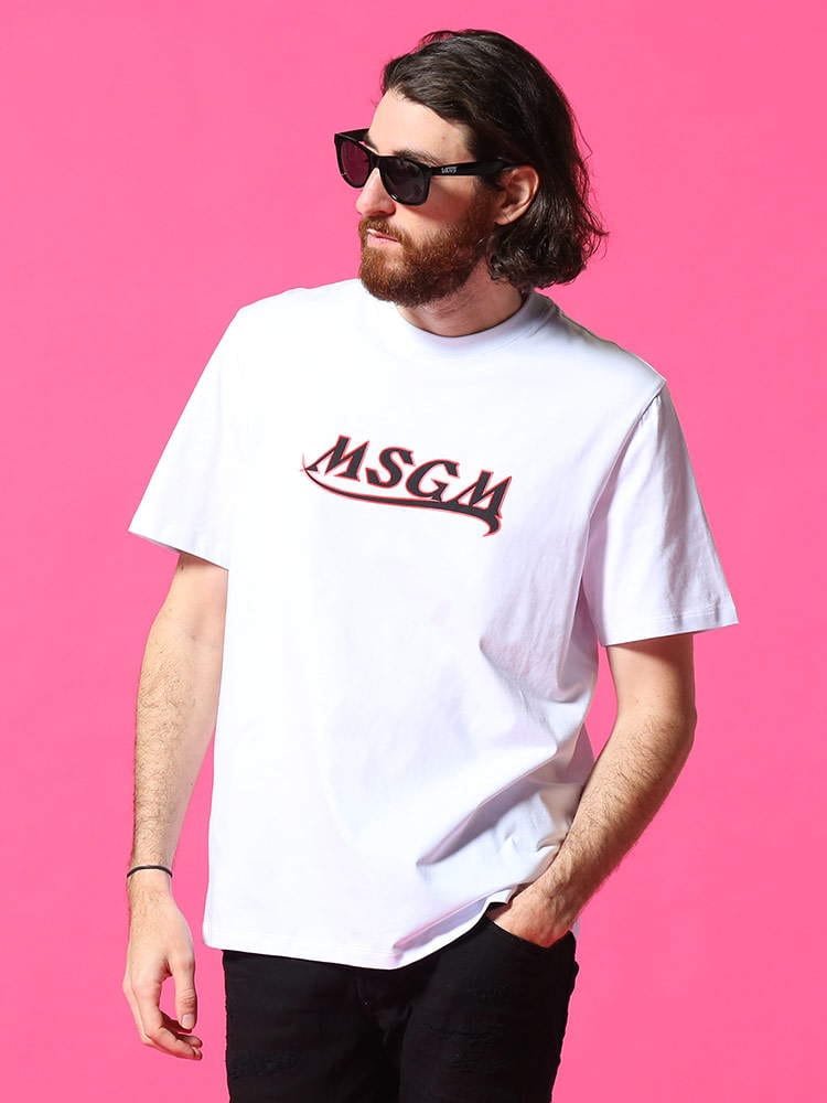 MSGM (エムエスジーエム) フチロゴプリント クルーネック 半袖 Tシャツ MS3040MM169