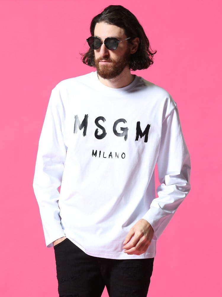 MSGM (エムエスジーエム) BIGロゴプリント クルーネック 長袖 Tシャツ MS3040MM105