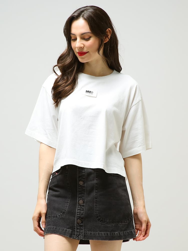 MM6 Maison Margiela (エムエムシックス メゾン マルジェラ) ロゴラベル クルーネック ショート 半袖 Tシャツ MM6S52GC0236 レディース ロゴ