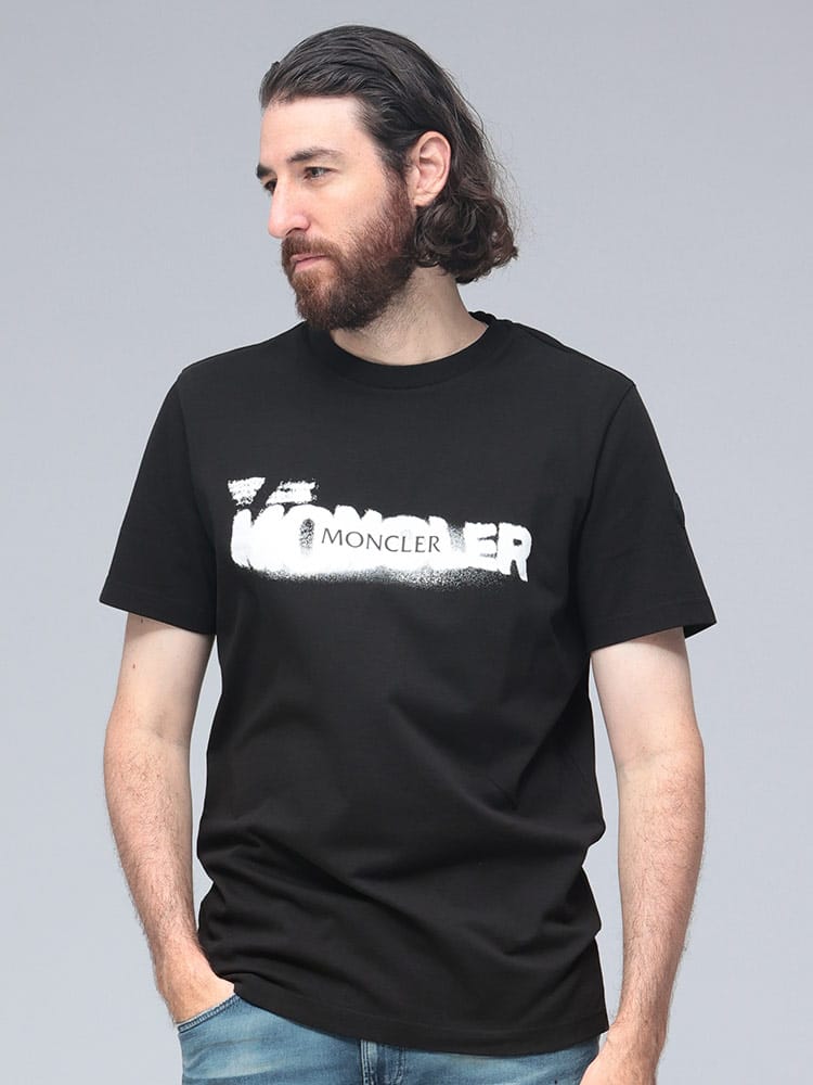 MONCLER (モンクレール) スプレーロゴ クルーネック 半袖 Tシャツ 