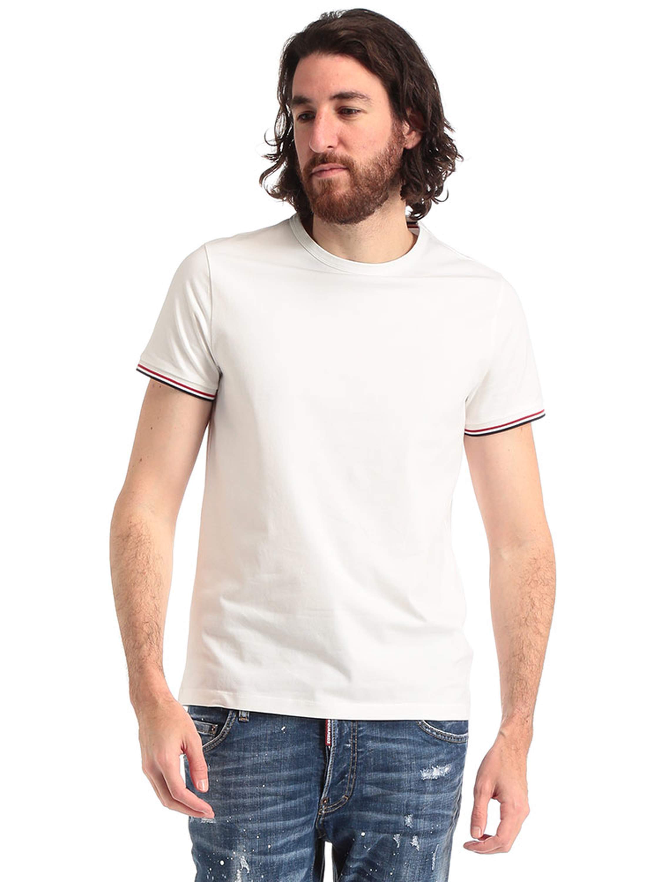 モンクレール メンズ Tシャツ 半袖 MONCLER トリコロール リブ ライン 