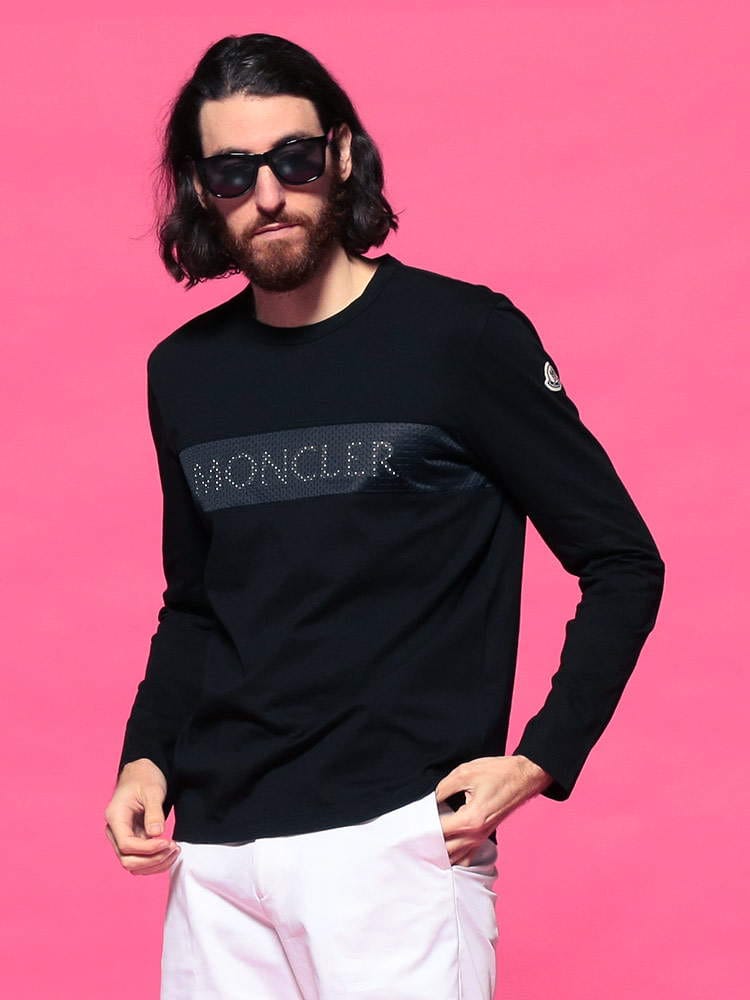 MONCLER (モンクレール) メッシュロゴ クルーネック 長袖 Tシャツ MC8D718108390T