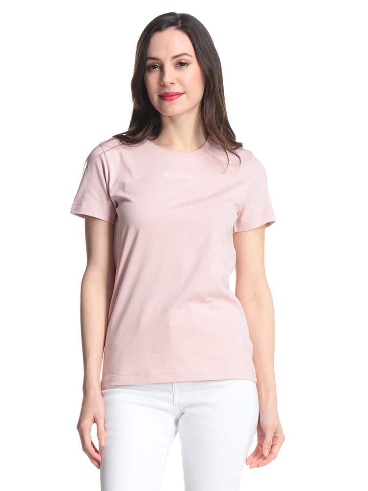 MONCLER (モンクレール) ミニロゴ刺繍 クルーネック 半袖 Tシャツ MCL8C7A610829FB レディース ロゴ ブランド