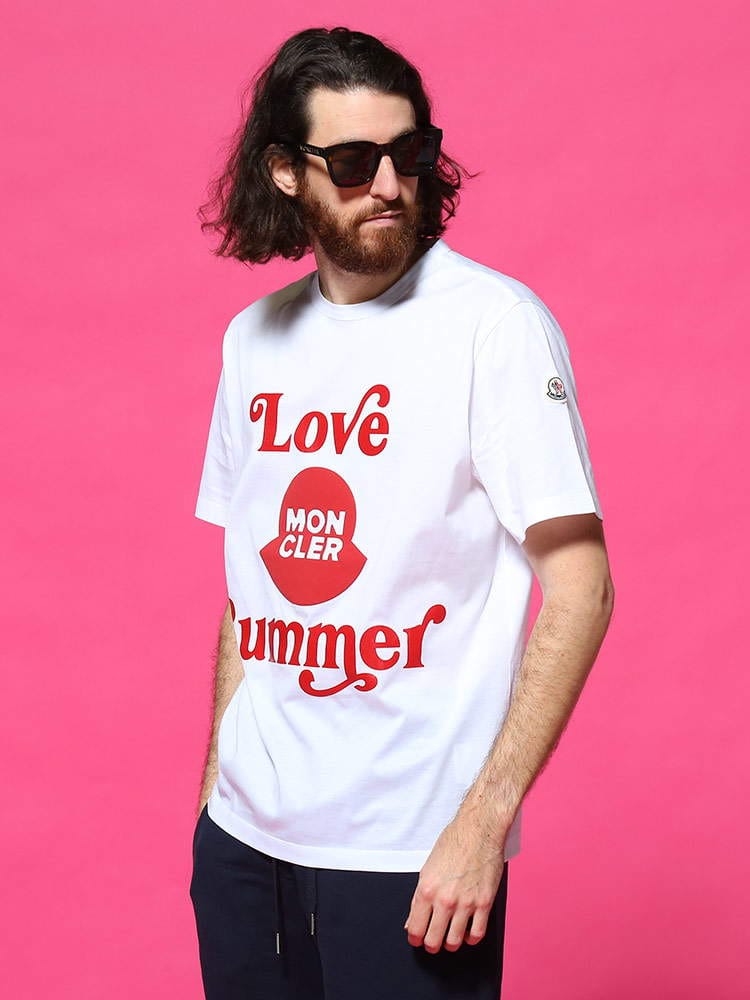 MONCLER (モンクレール) LOVEプリント クルーネック 半袖 Tシャツ MC8C7D6108390Y