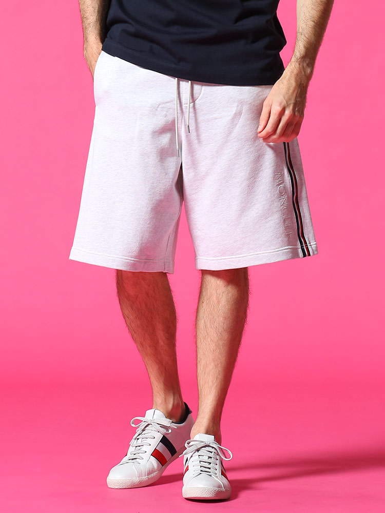 MONCLER (モンクレール) ロゴ刺繍 トリコロールライン スウェット ショートパンツ MC8H74010809LA ブランド