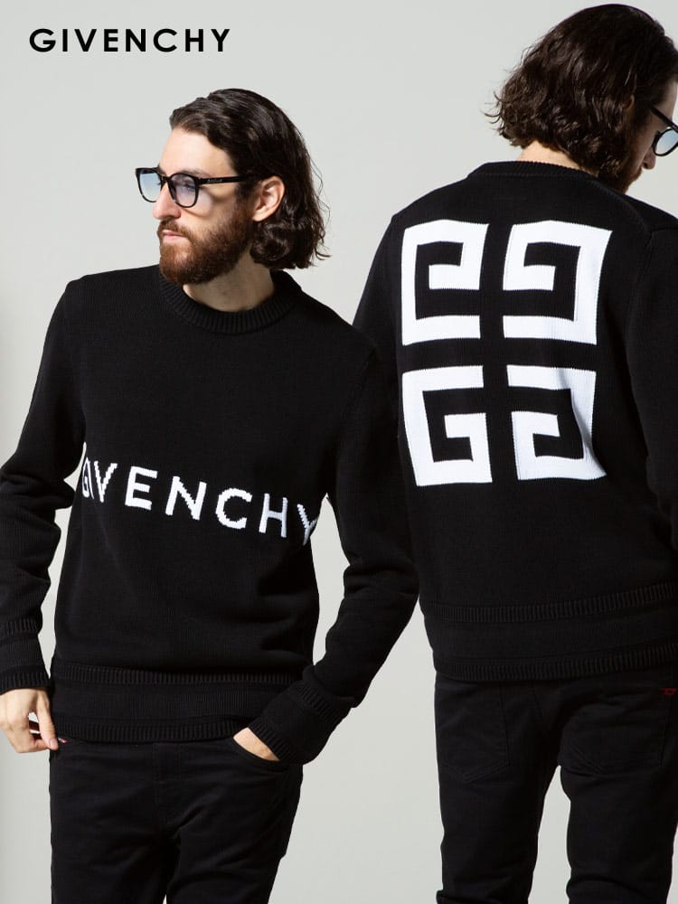GIVENCHY (ジバンシィ) ビッグロゴデザイン クルーネック 長袖 ニット GVBM90G9401M