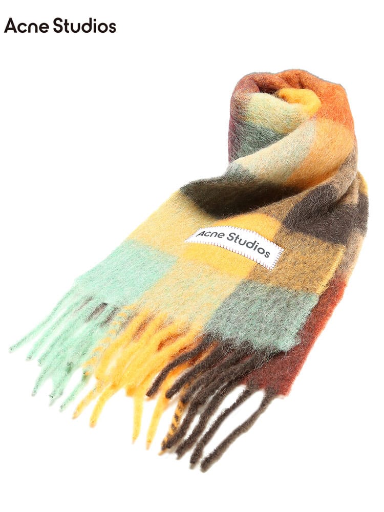 アクネ ストゥディオズ レディース マフラー Acne Studios ブランド ストール ウール フリンジ モヘア チェック ACLCA0084