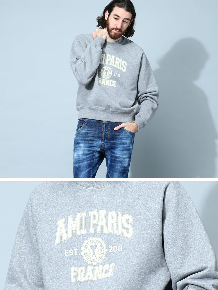 アミパリス メンズ トレーナー AMI PARIS ブランド トップス スウェット スウェットシャツ 長袖 プリント ロ【サカゼン公式通販】