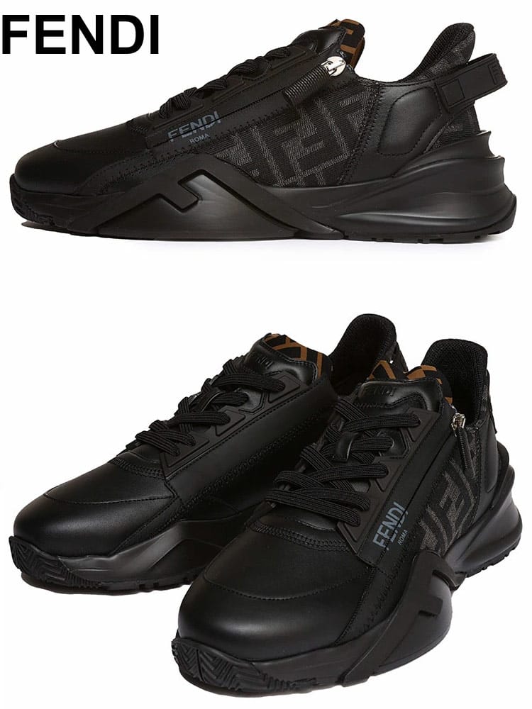 フェンディ メンズ スニーカー FENDI ブランド シューズ 靴 FF ロゴ FENDI FLOW F1DV5 レザー カーフレザー FD7E1392AJZH