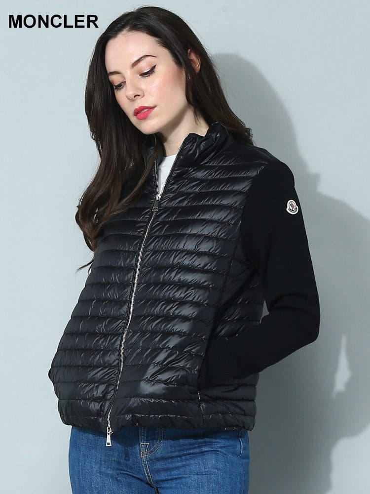 MONCLER (モンクレール) ダウン切り替え フルジップ スタンド ニットブルゾン MCL9B00017M113S レディース ブランド