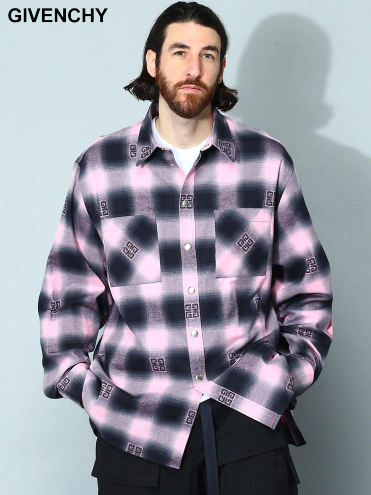 GIVENCHY (ジバンシィ) チェック ロゴ 長袖 シャツ GVBM60VZ13R9 