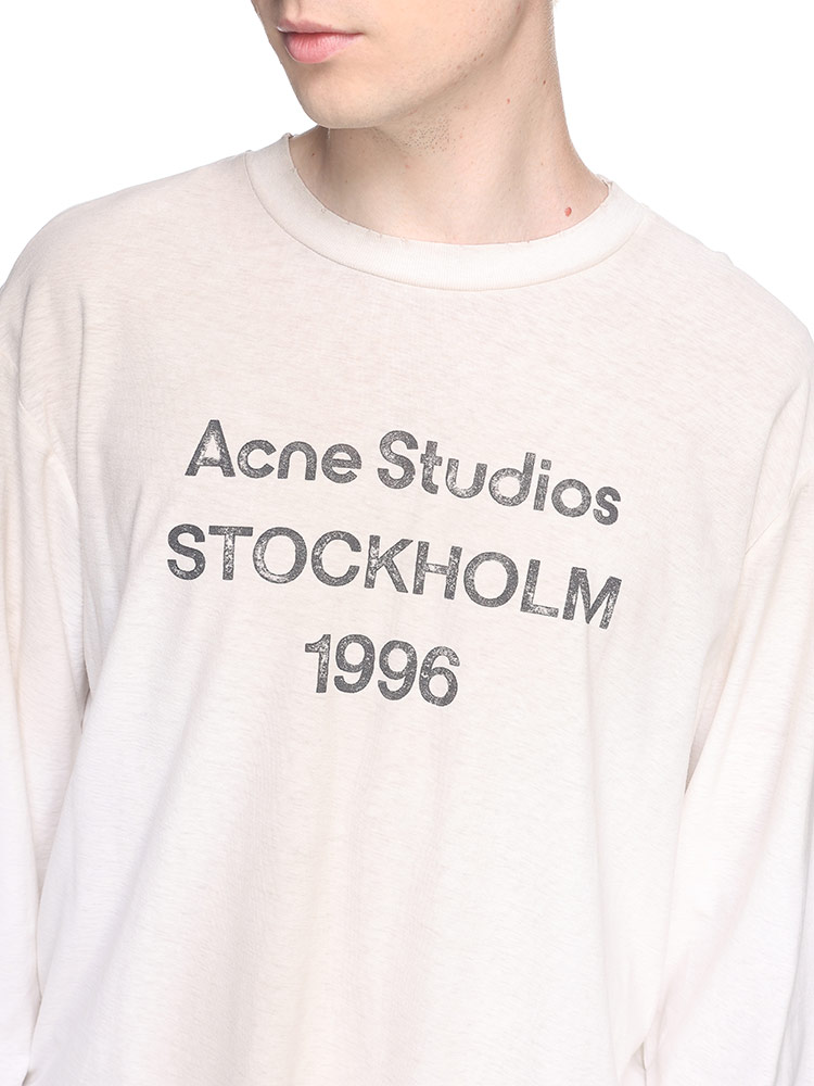 オンラインストア限定】 Acne Studios (アクネストゥディオズ) リネン混 レタリング ロゴ プリント クル【サカゼン公式通販】