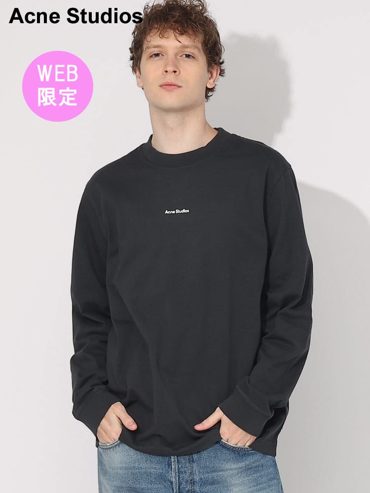 【オンラインストア限定】 Acne Studios (アクネストゥディオズ) ワンポイント ロゴ 刺繍 クルーネック 長袖 Tシャツ ACBL0279 ブランド メンズ 男性 トップス