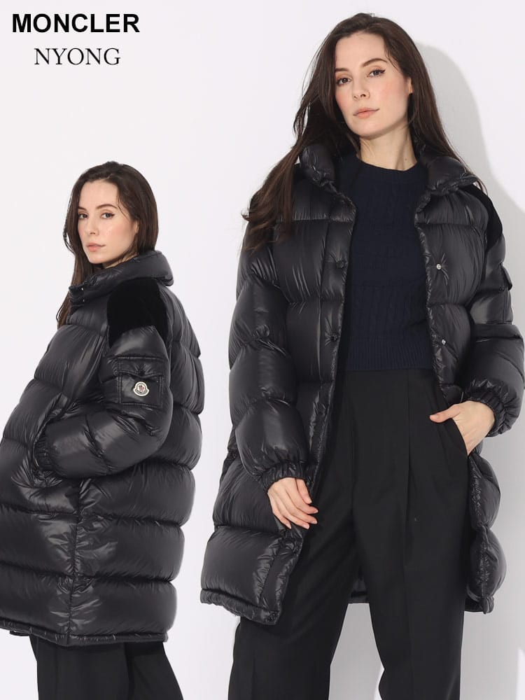 MONCLER (モンクレール) 切り替え フルボタン ロング ダウンジャケット 