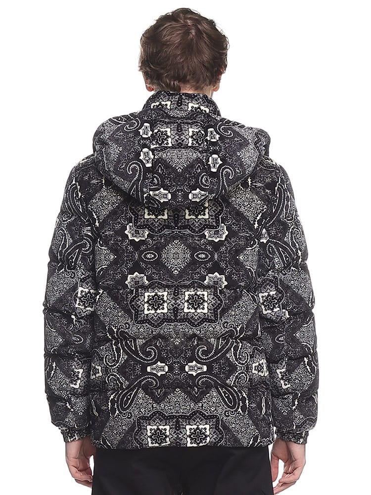 MONCLER (モンクレール) ベルベット バンダナ柄 フード着脱 ショート 