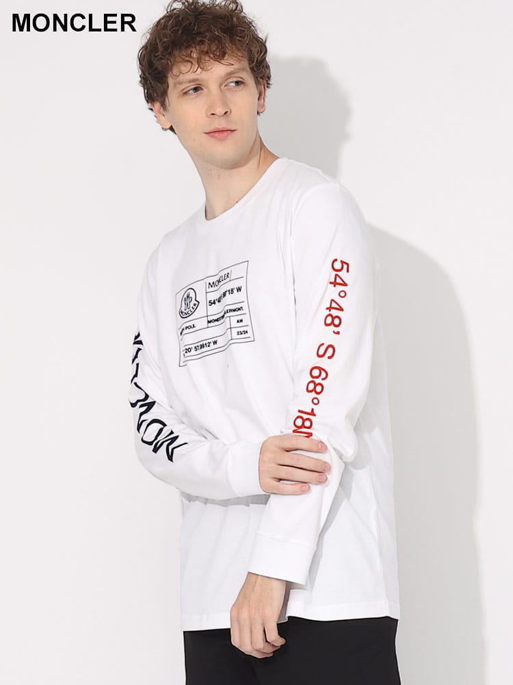 MONCLER (モンクレール) 袖ロゴ プリント クルーネック 長袖 Tシャツ MC8D0000689A7G ブランド メンズ 男性 トップス