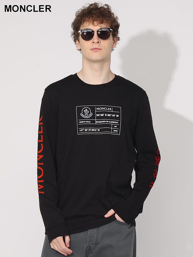 MONCLER (モンクレール) 袖ロゴ プリント クルーネック 長袖 Tシャツ MC8D0000689A7G ブランド メンズ 男性 トップス