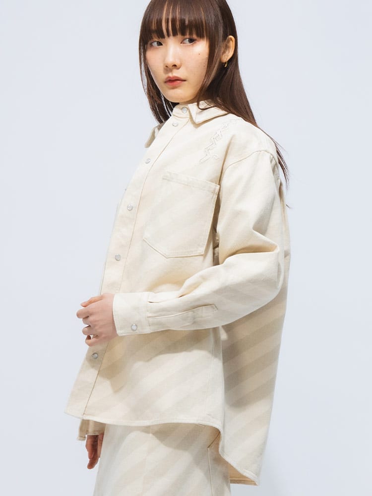 MARNI (マルニ) ウォッシュドデニム 斜めストライプ ポケット付き 